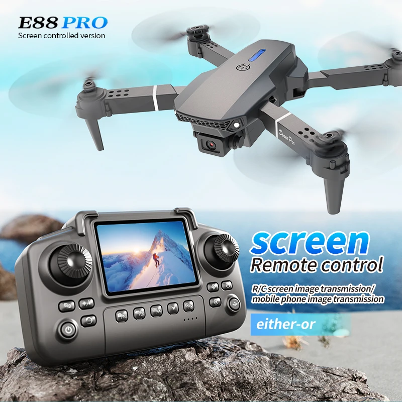 Kids Outdoor Entertainment - Professional E88 PRO Drone with Screen