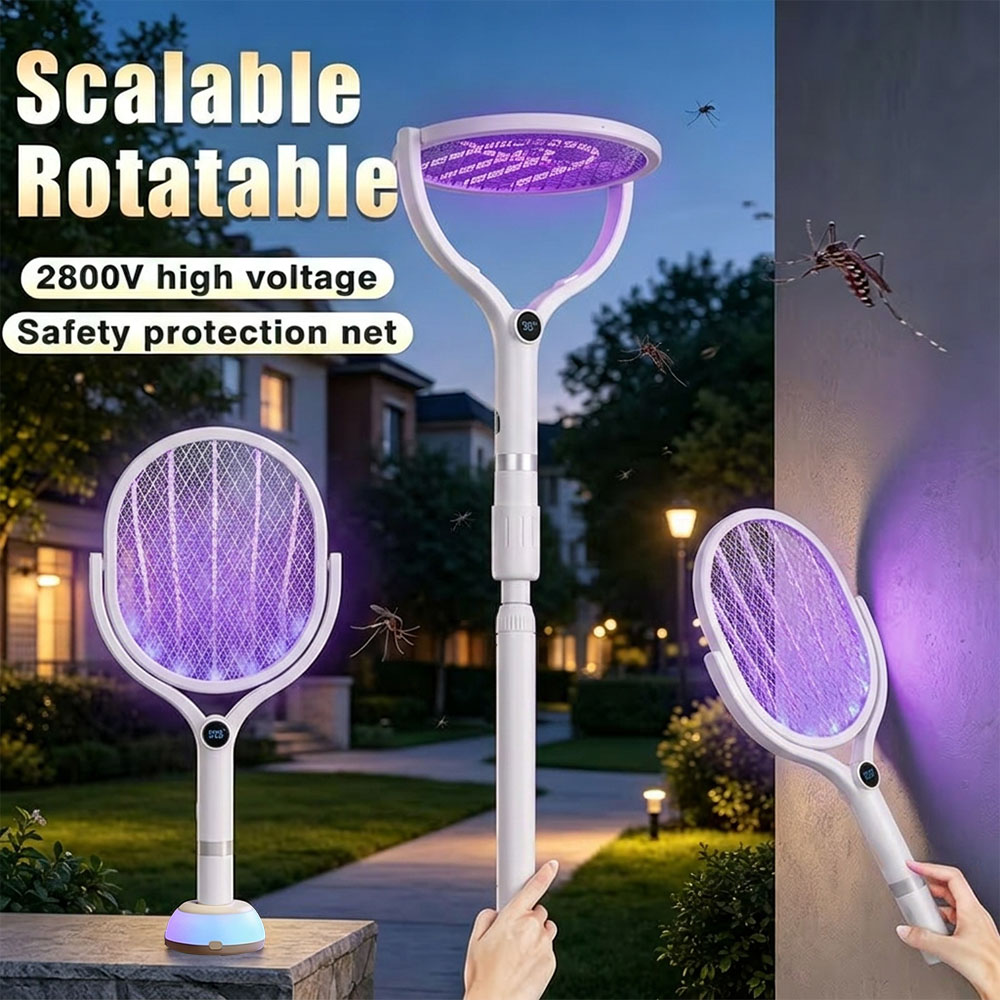 Bug Catching Kit - Extendable Retractable Electric Mosquito Swatter Battery