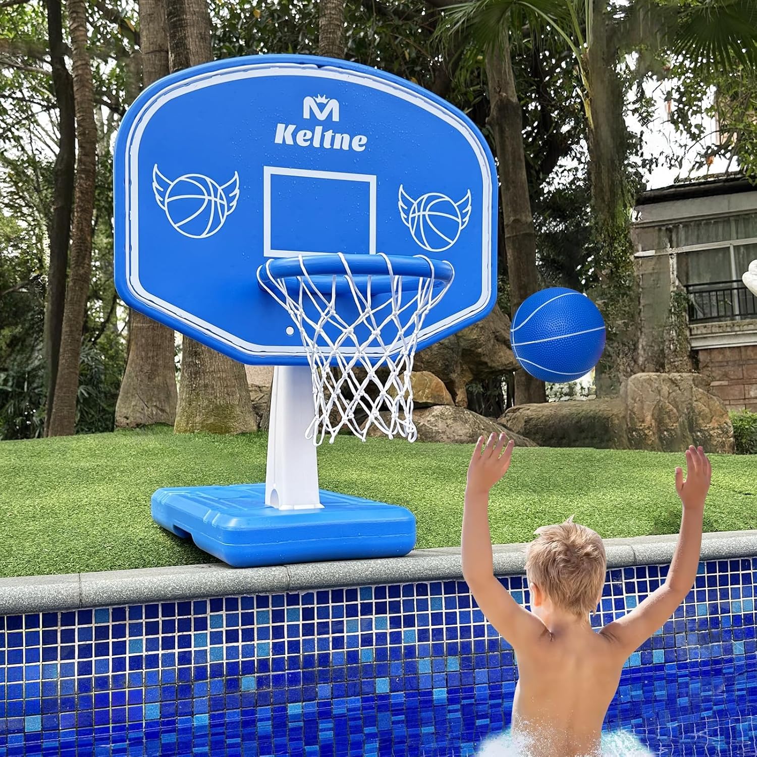 Kids Outdoor Entertainment - Large Swimming Pool Basketball Hoop with