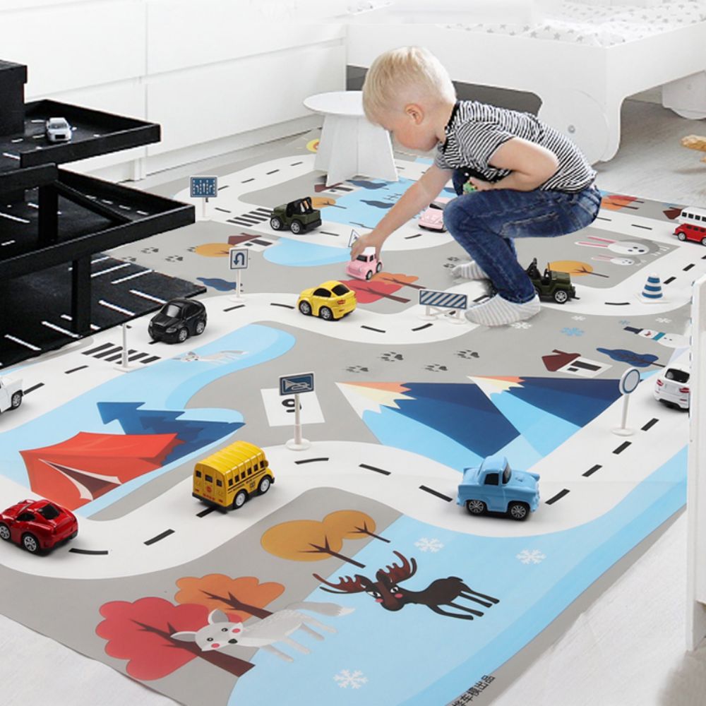 Kids Outdoor Mat - 130*100CM Baby Play Mat City Traffic