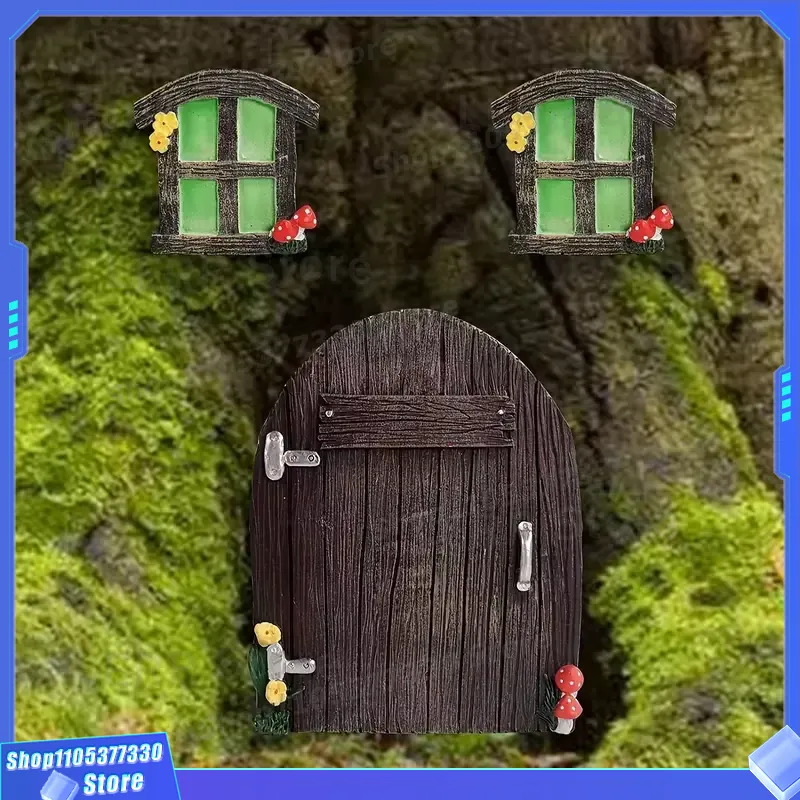 Kids Outdoor Fairy Garden - Miniature Fairy Door Sculpture with Glowing