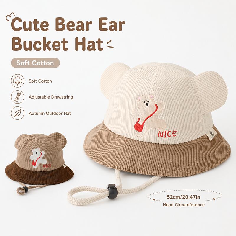 Kids Bear Ear Bucket Hat Soft  - đánh giá và giá Kids Outdoor Hat