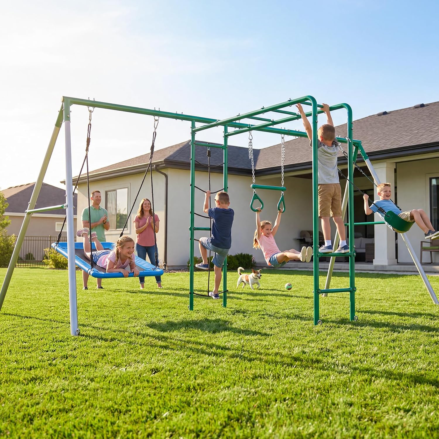 Backyard Swing Set with Monkey - đánh giá và giá Kids Outdoor Monkey Bar Set