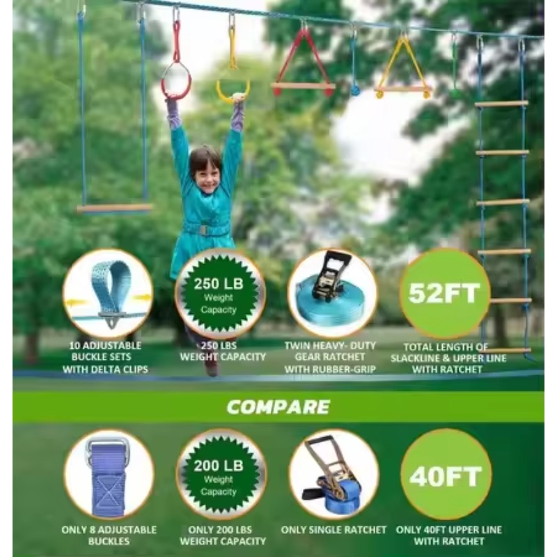 Warrior Obstacle Course Kit fo - đánh giá và giá Kids Outdoor Monkey Bar Set