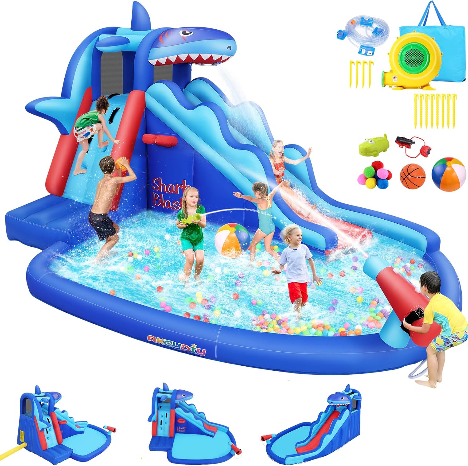 Shark-Themed Inflatable Water  - đánh giá và giá Kids Outdoor Climbing