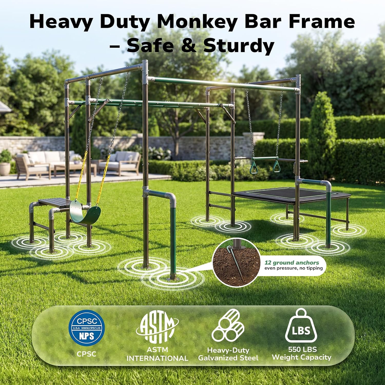 Monkey Bars Kids Outdoor Jungl - đánh giá và giá Kids Outdoor Monkey Bar Set