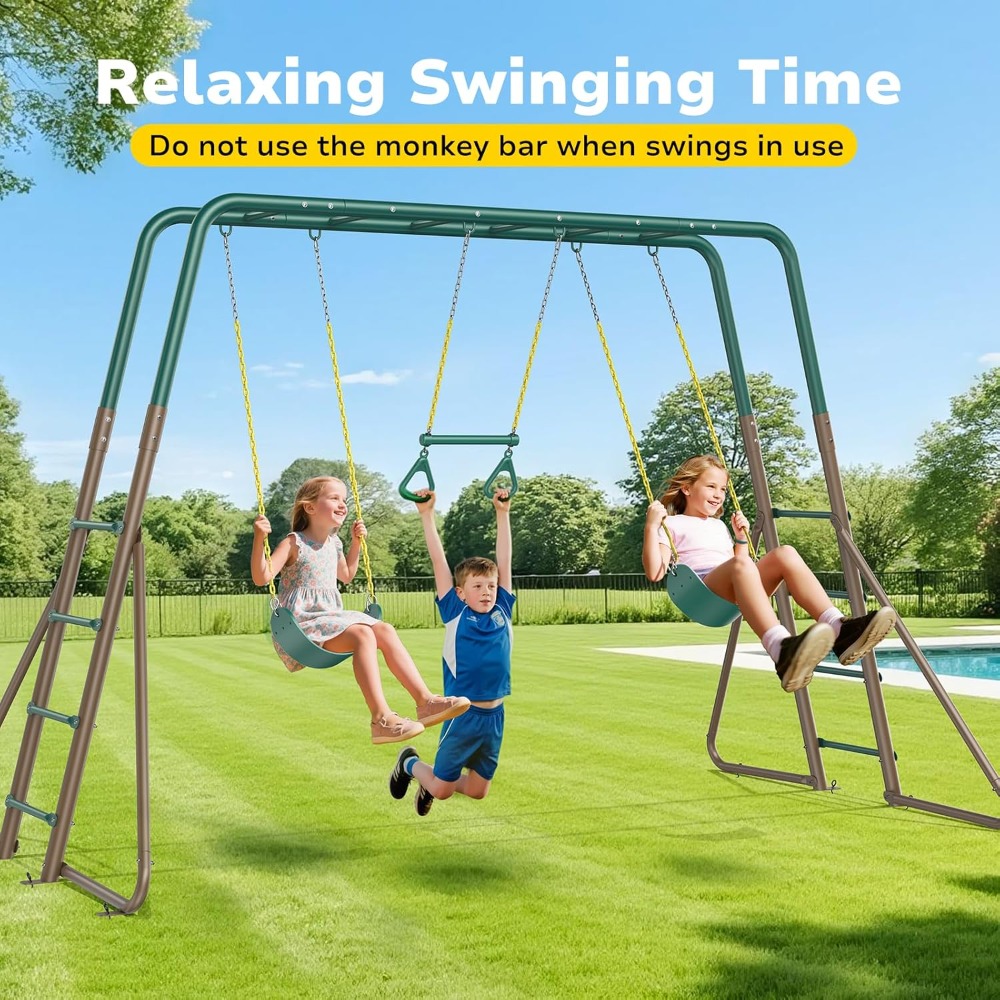 Heavy Metal Outdoor Swing Set  - đánh giá và giá Kids Outdoor Monkey Bar Set