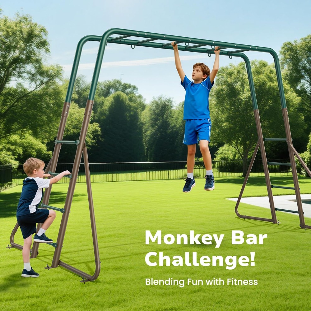 Heavy Metal Outdoor Swing Set  - đánh giá và giá Kids Outdoor Monkey Bar Set