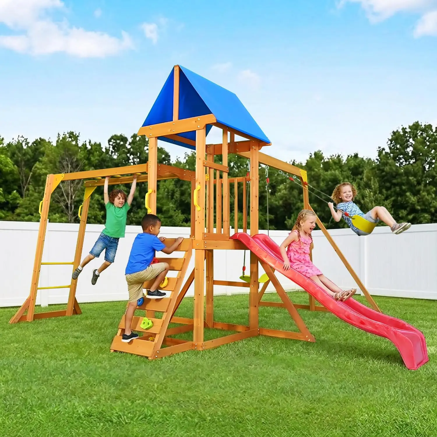 Wooden Swing Sets for Backyard - đánh giá và giá Kids Outdoor Monkey Bar Set