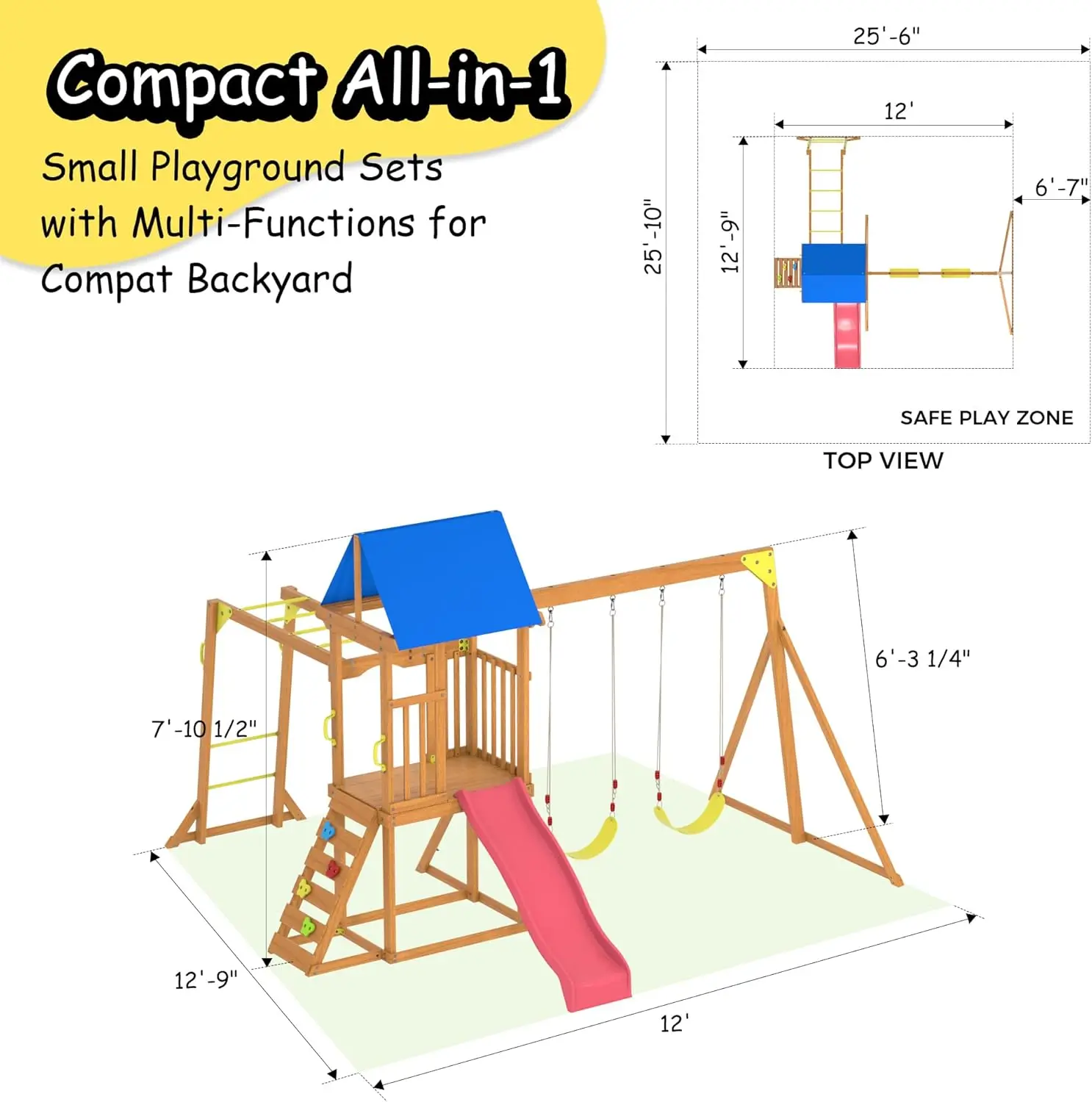 Wooden Swing Sets for Backyard - đánh giá và giá Kids Outdoor Monkey Bar Set