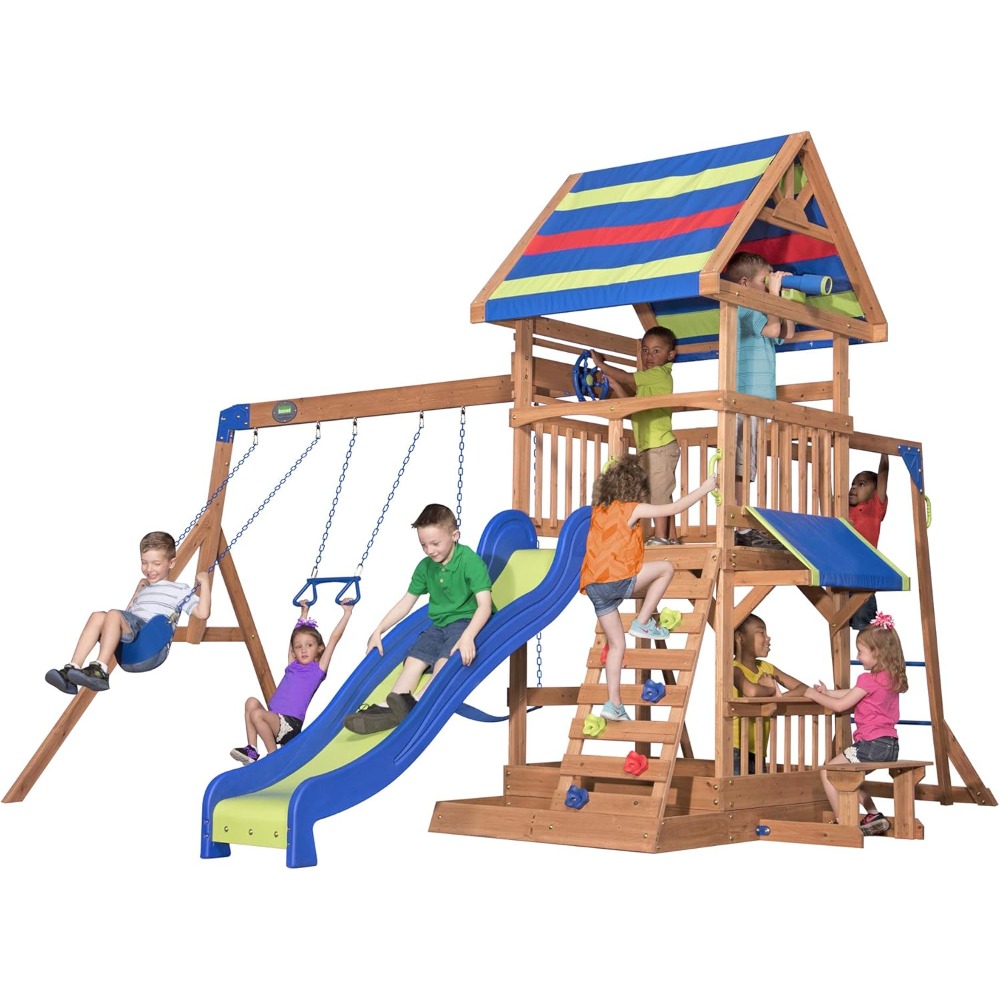 US Shipping Cedar Wood Backyar - đánh giá và giá Kids Outdoor Monkey Bar Set